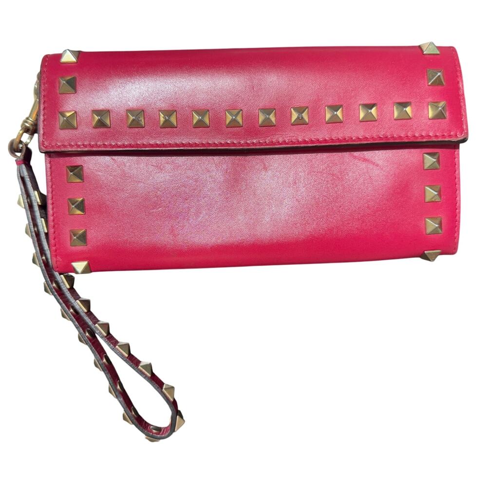 Auth Valentino Garavani Hot Pink Rockstud Wristlet Wallet - Picture 3 of 16